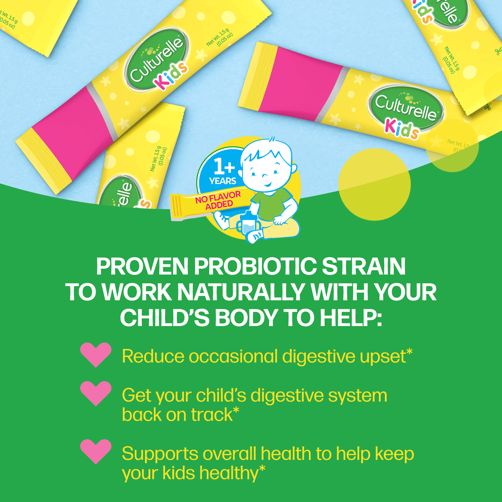 Culturelle Probiotics Kids Purely Probiotic Daily Ready-to-Mix Supplement, Immunity &amp; Digestion Support for Children, No Flavor Added, 30 Packets