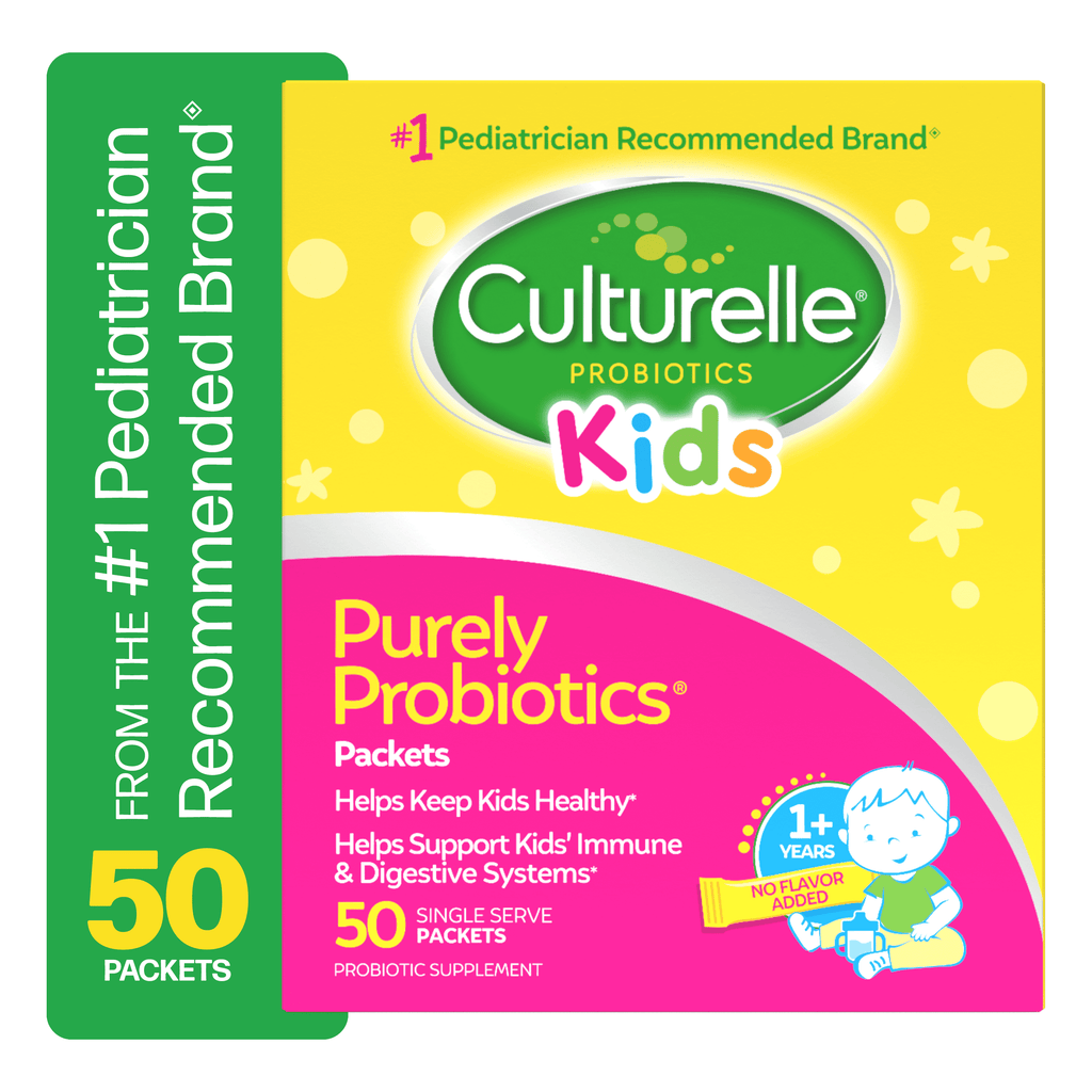 Culturelle Probiotics Kids Purely Probiotic Daily Ready-to-Mix Supplement, Immunity &amp; Digestion Support for Children, No Flavor Added, 30 Packets
