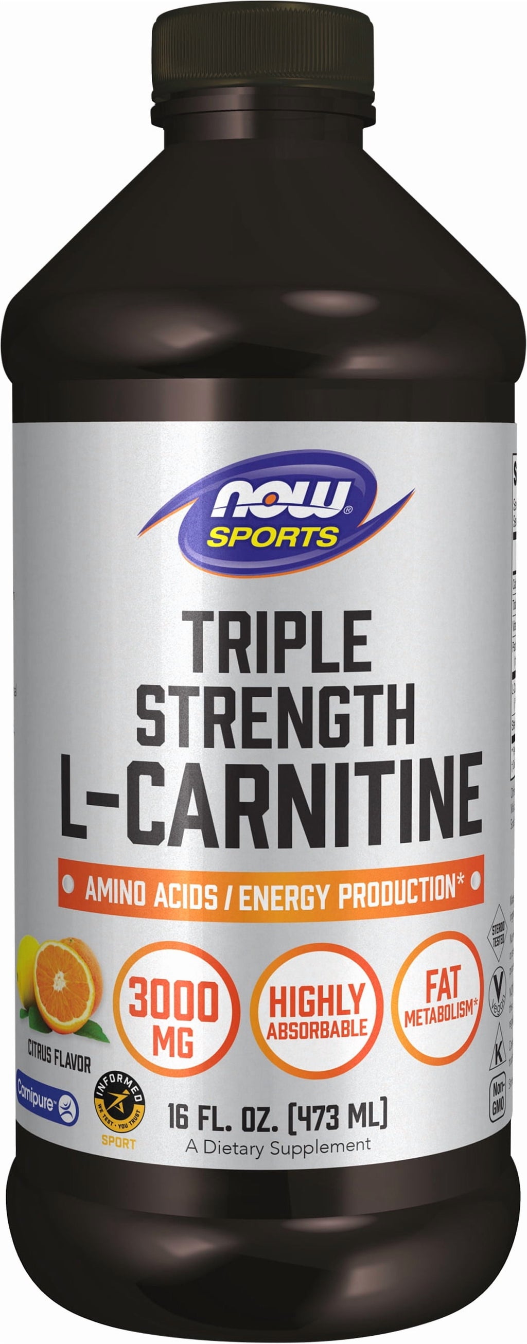 Now Liquid L-Carnitine 3000mg, 16 Fl oz