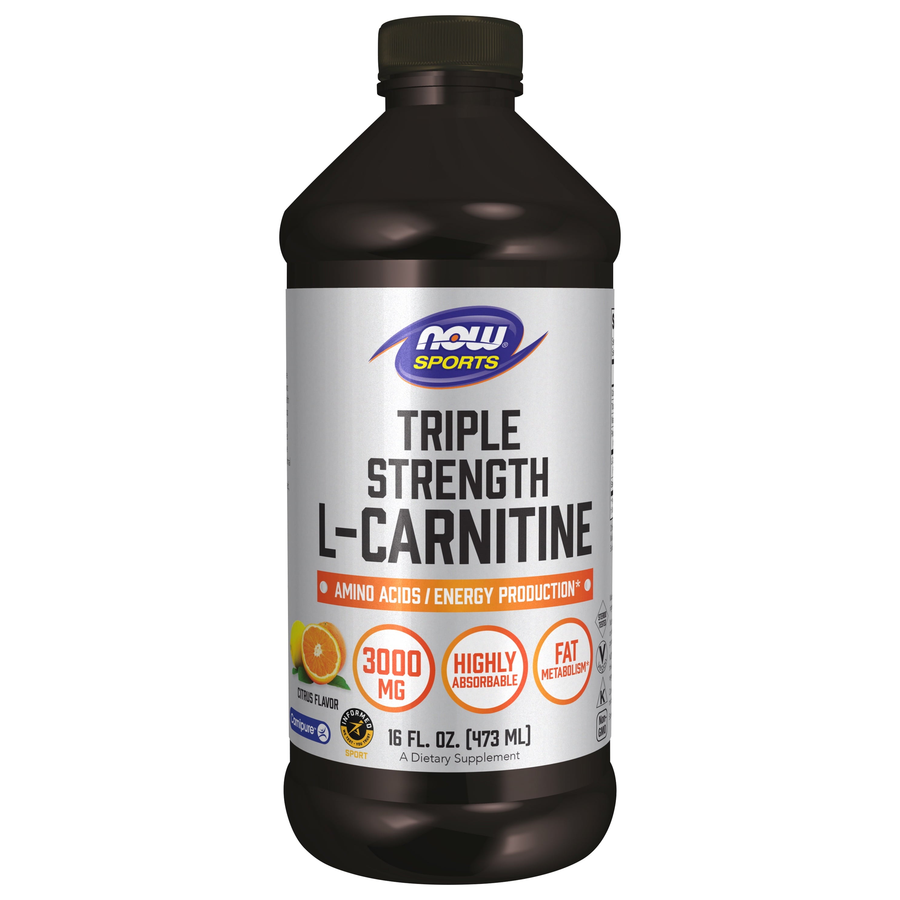 Now Liquid L-Carnitine 3000mg, 16 Fl oz