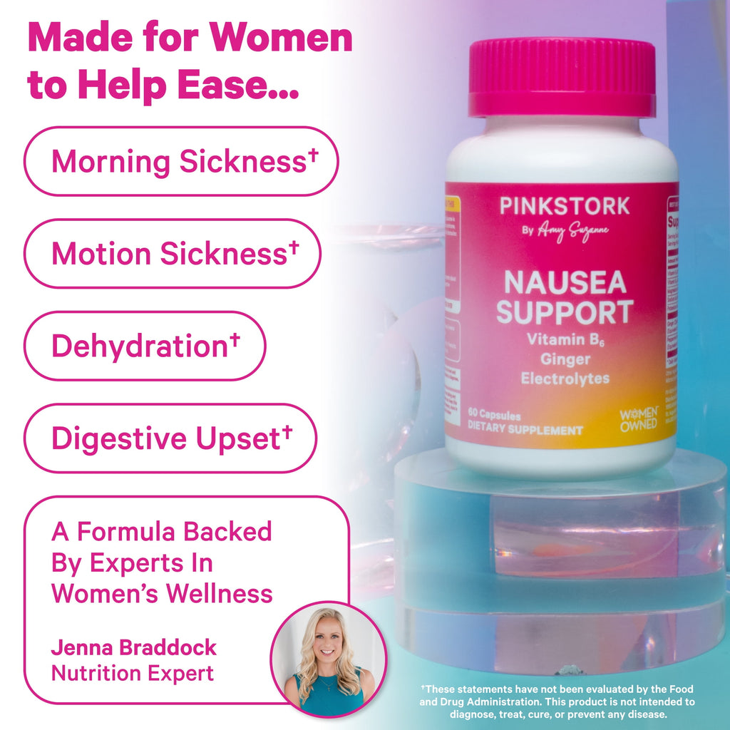 Pink Stork Vitamin B6, Ginger, Electrolyte Capsule, Natural Digestive Support, Gentle on Stomach, 60 Count