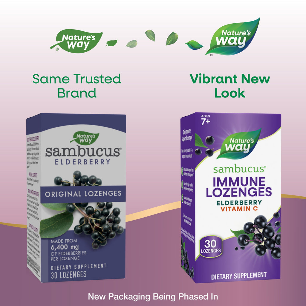 Nature's Way Sambucus Immune Lozenges, Vitamin C, Black Elderberry Extract, Immune Support*, 30ct