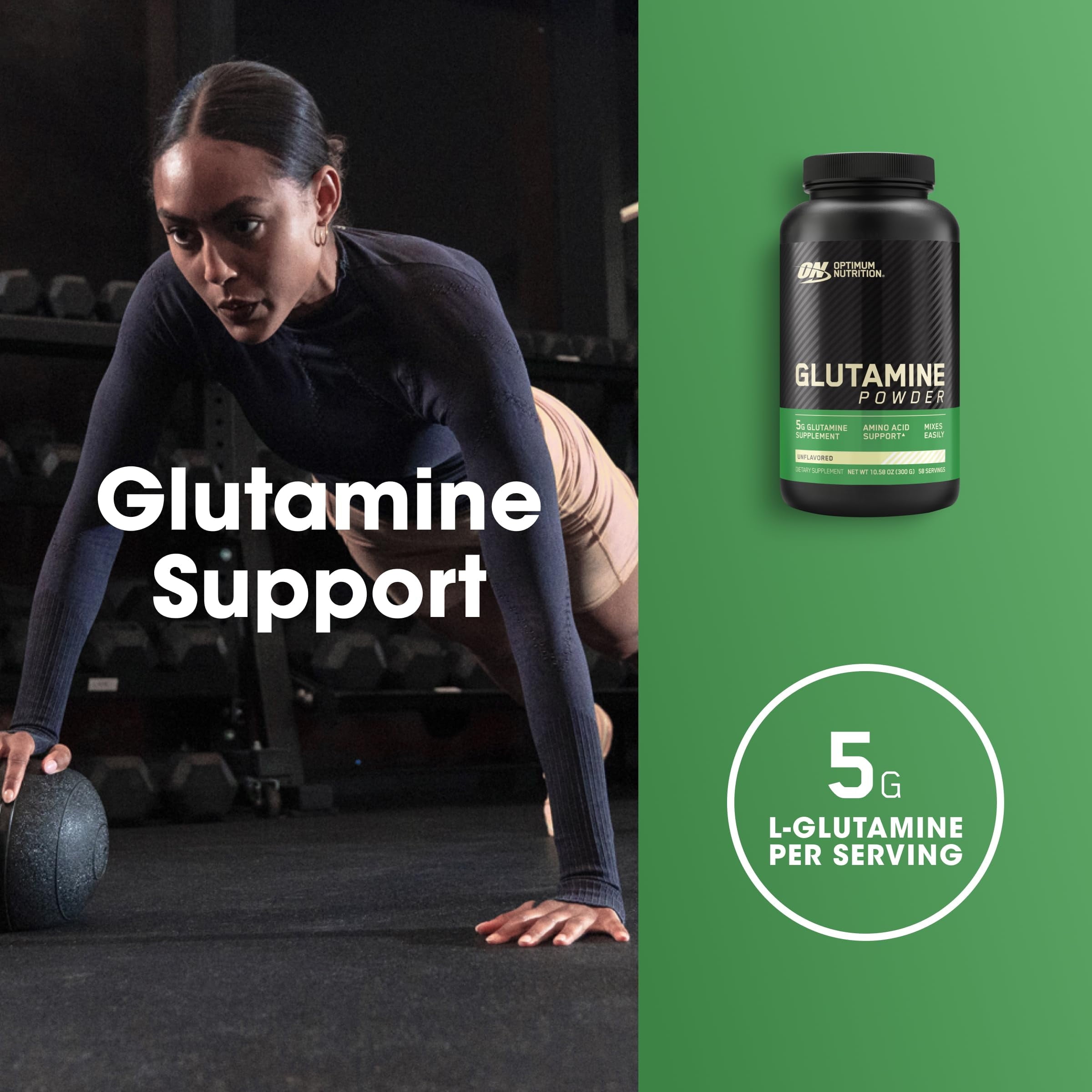 Optimum Nutrition, Glutamine Powder, Unflavored, 10.6 oz, 58 Servings