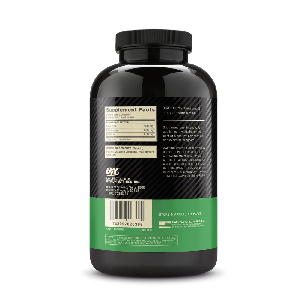 Optimum Nutrition Instantized BCAA Capsules, 1000mg, 400 Count, 200 Servings