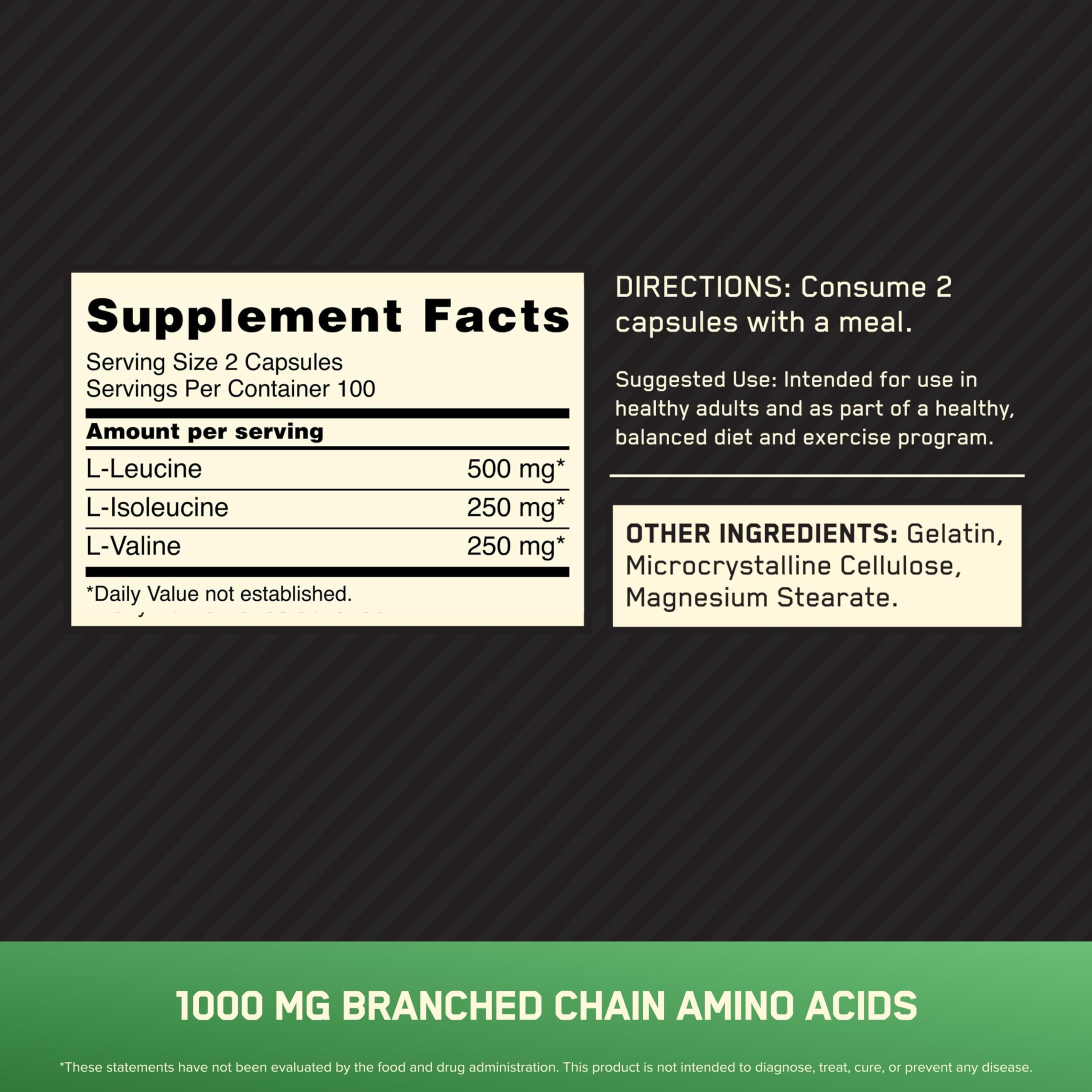 Optimum Nutrition BCAA 1000, 200 Ct