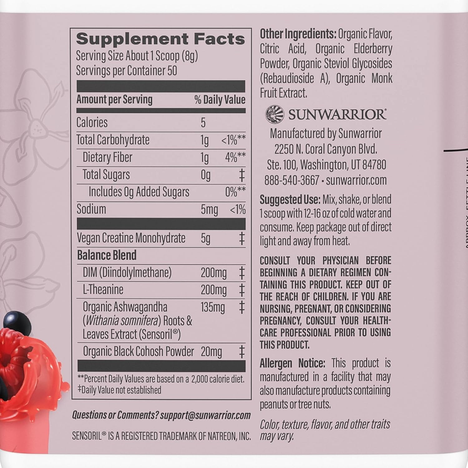 Sunwarrior Creatine Monohydrate Powder, Preworkout for Women, Vegan &amp; Keto-Friendly, 14.1 oz