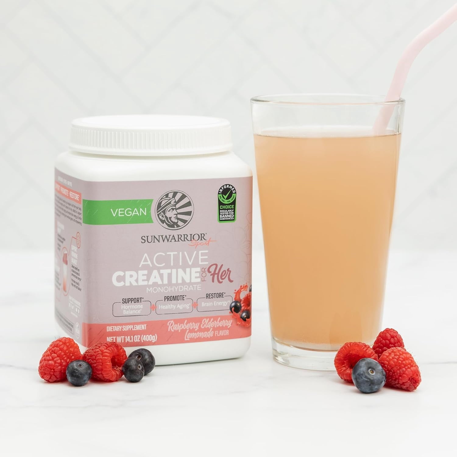 Sunwarrior Creatine Monohydrate Powder, Preworkout for Women, Vegan &amp; Keto-Friendly, 14.1 oz
