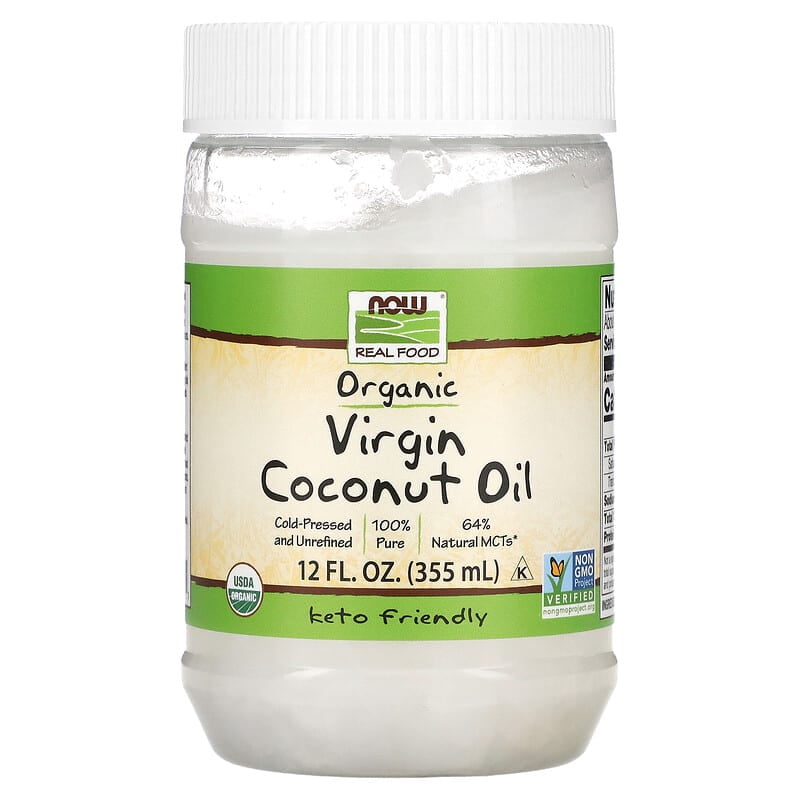 NOW Foods, Real Food, Organic Virgin Coconut Oil, 12 fl oz (355 ml) Pack of 2
