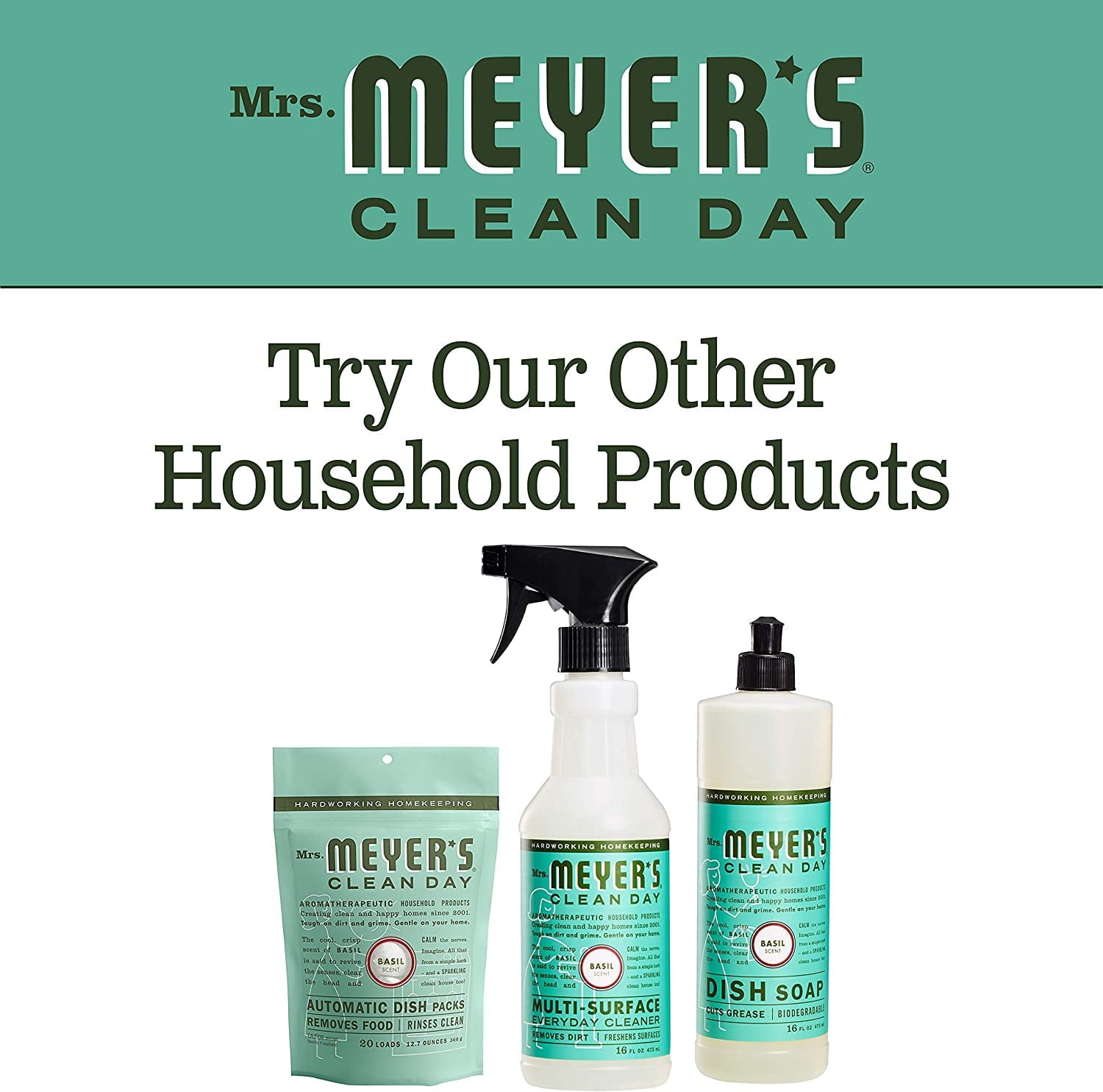 Mrs. Meyer's Dish Soap Variety, 1 Dish Soap, 1 Dish Soap Refill, Basil, 1 CT