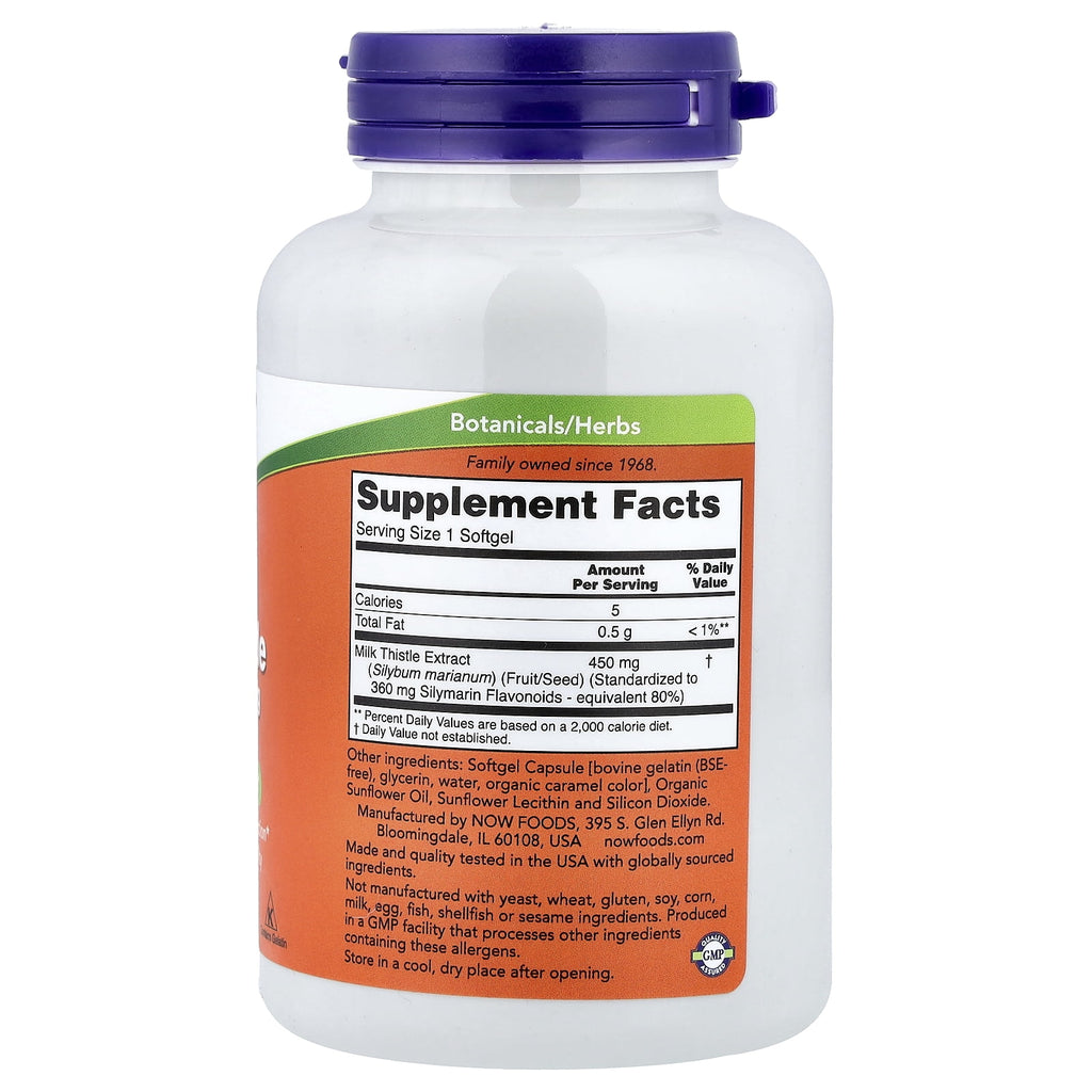 NOW Foods Milk Thistle Extract, 450 mg, 120 Softgels