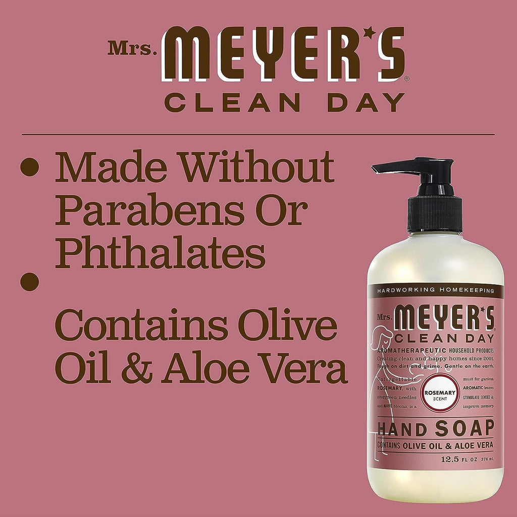 Mrs. Meyer’s Clean Day Variety, 2 Liquid Hand Soap 12.5 oz, 1 Liquid Dish Soap 16 fl oz (Rosemary)