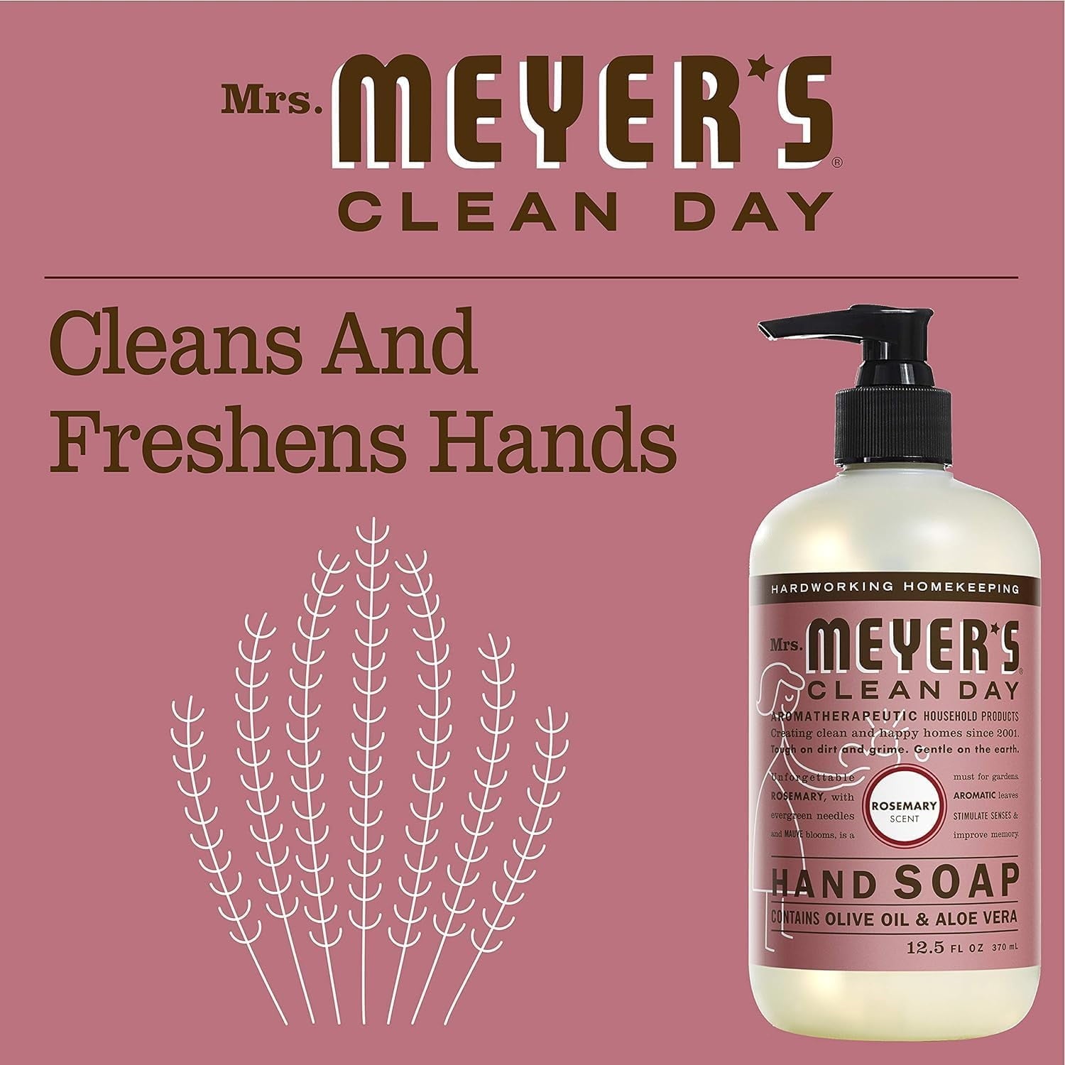 Mrs. Meyer’s Clean Day Variety, 2 Liquid Hand Soap 12.5 oz, 1 Liquid Dish Soap 16 fl oz (Rosemary)
