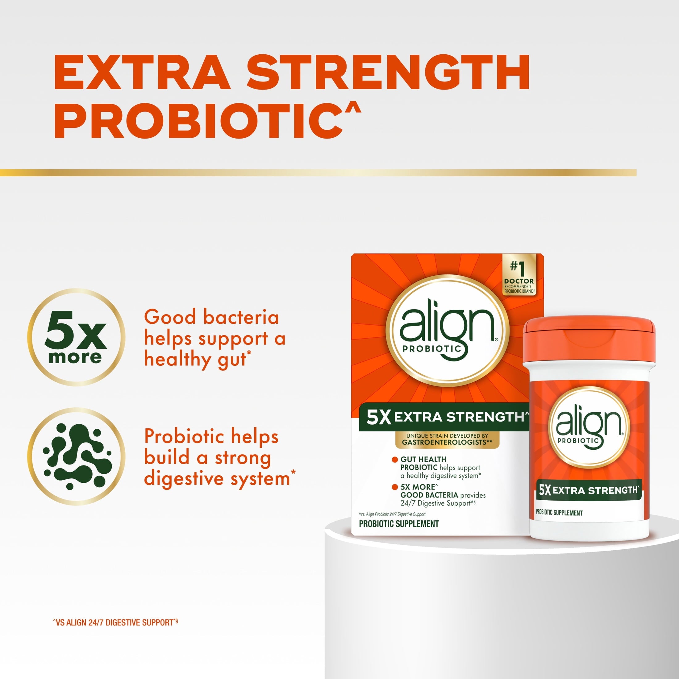 Align Probiotic Extra Strength, 5X More Good Bacteria^, 21 Capsules