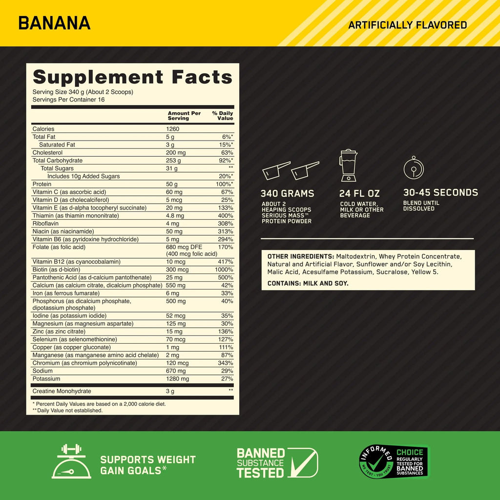 Optimum Nutrition Serious Mass, Protein Powder Supplement, Chocolate Peanut Butter, 6 lb (2.72 kg)