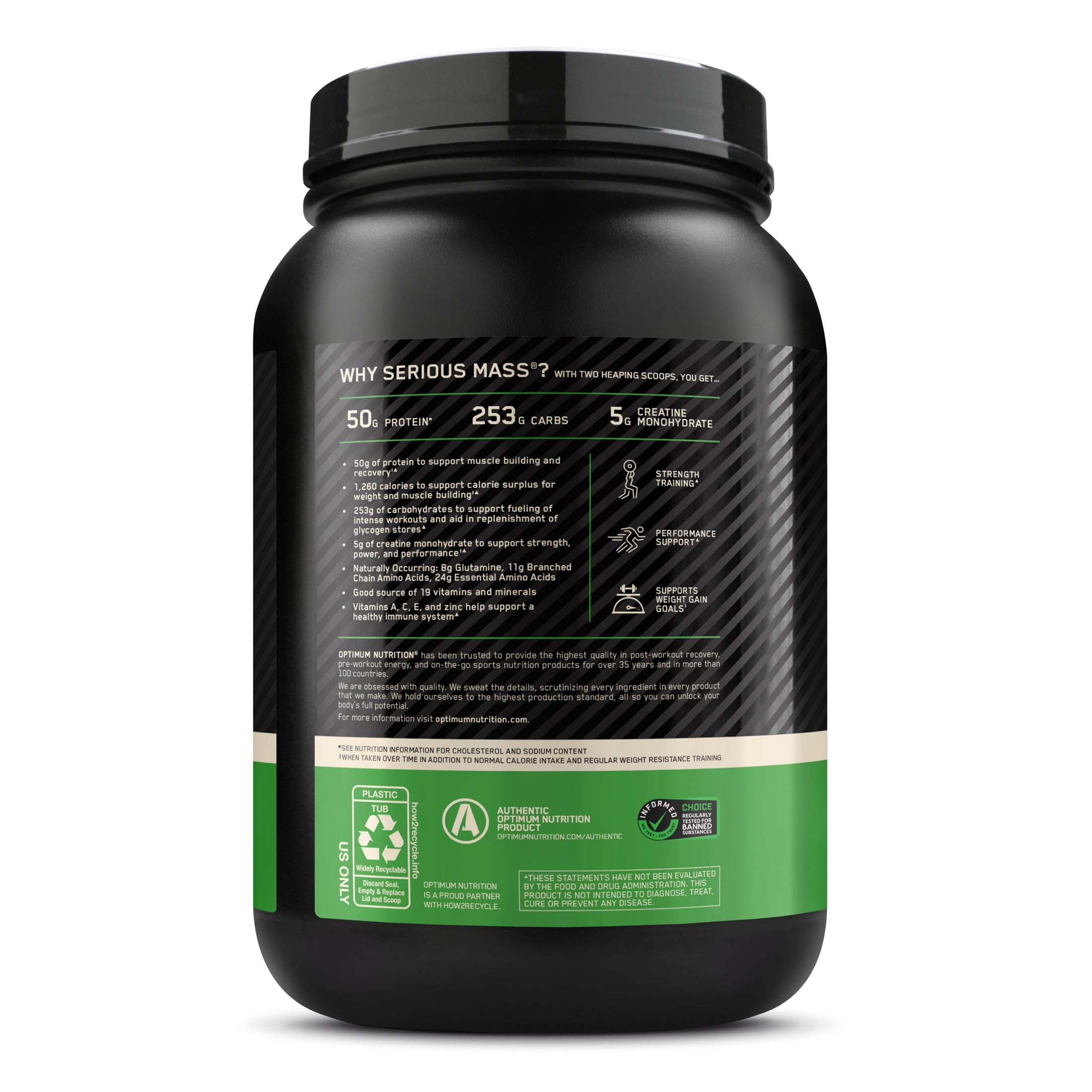 Optimum Nutrition Serious Mass, Protein Powder Supplement, Chocolate Peanut Butter, 6 lb (2.72 kg)