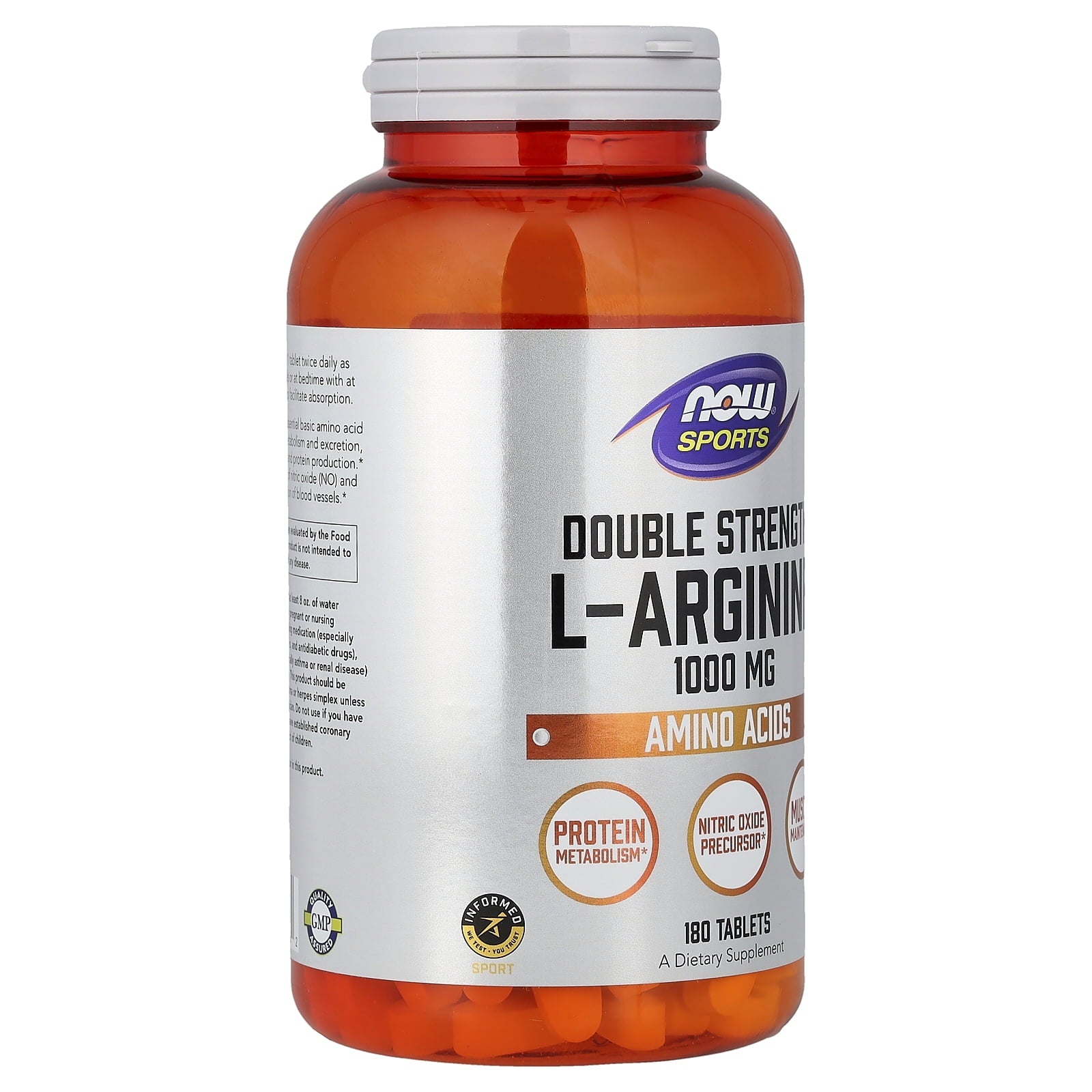 NOW Foods Sports, L-Arginine, 1,000 mg, 180 Tablets