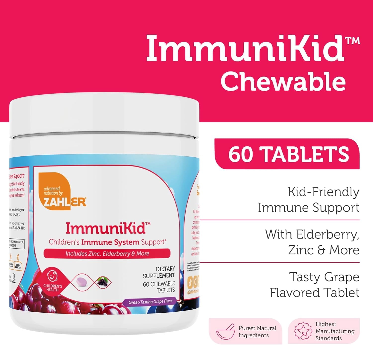 Zahler ImmuniKid, Immune Support Supplement, 60 Chewable Tablets