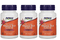 NOW Supplements, Vitamin D-3 5,000 IU, High Potency, Structural Support*, 120 Softgels -3 Packs