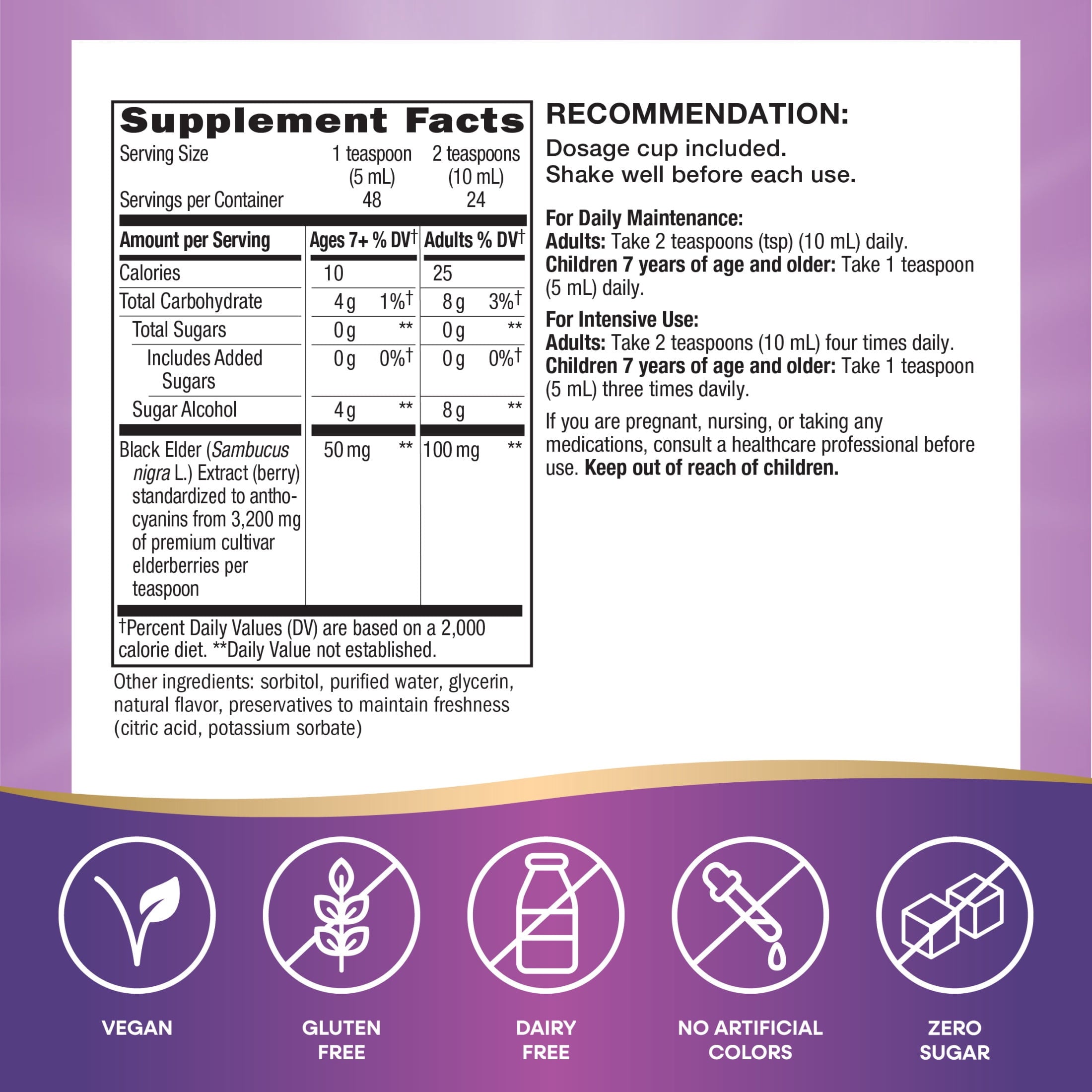 Nature's Way Sambucus Sugar-Free Elderberry Syrup, Traditional Immune Support*, 8 Fl Oz.