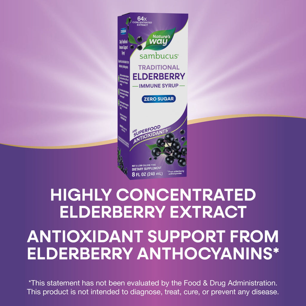 Nature's Way Sambucus Sugar-Free Elderberry Syrup, Traditional Immune Support*, 8 Fl Oz.
