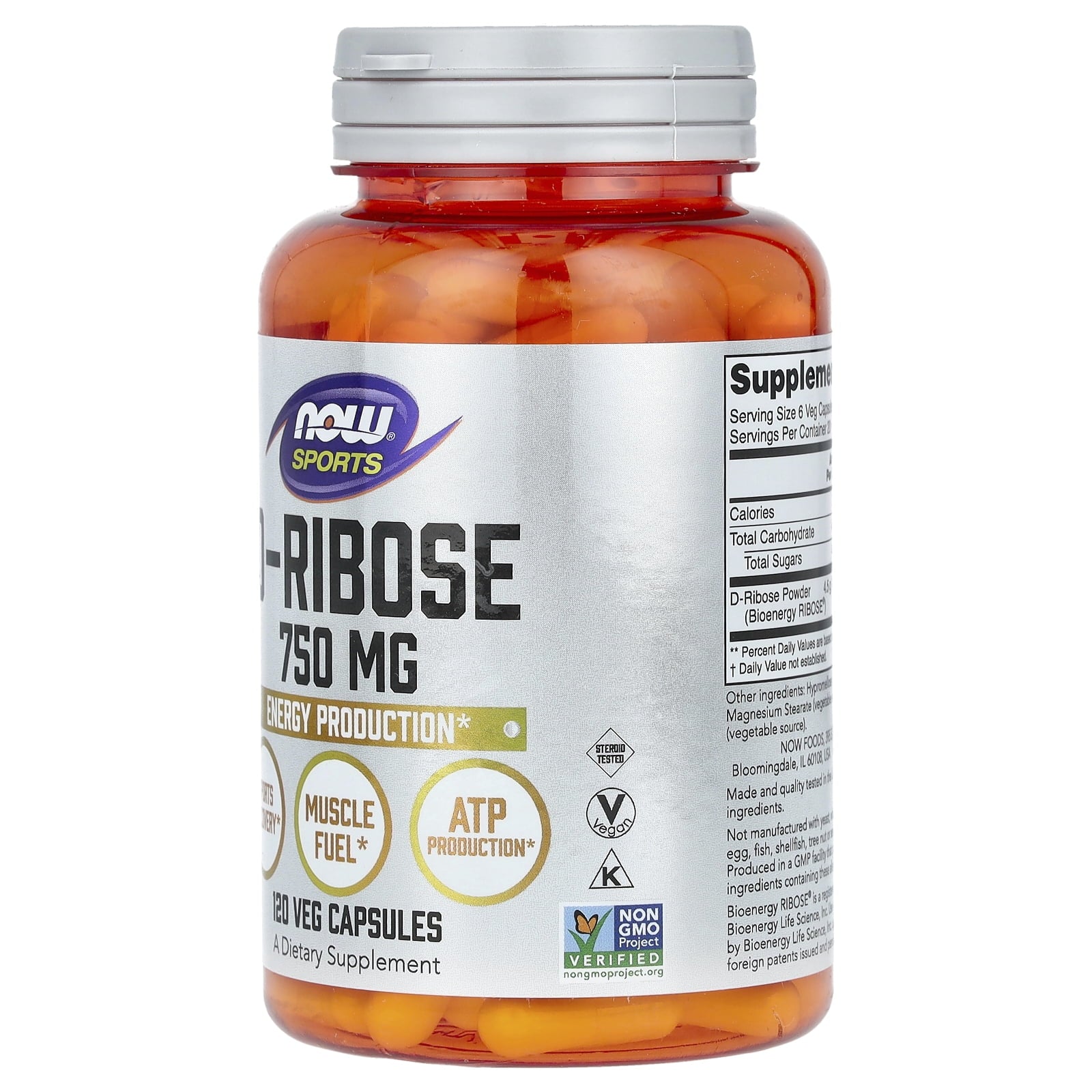 NOW Foods - NOW Sports D-Ribose 750 mg. - 120 Vegetable Capsule(s)