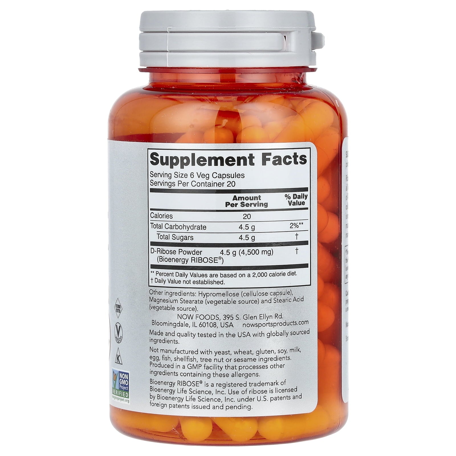 NOW Foods - NOW Sports D-Ribose 750 mg. - 120 Vegetable Capsule(s)