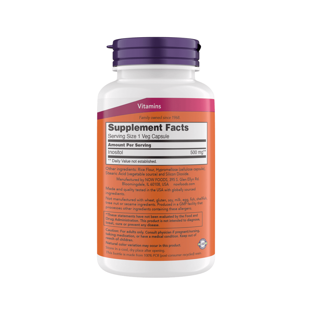 Now Foods Inositol 500 mg, Superior Myo Inositol form, for Healthy Membrane Function*, Cellular Health*, Support for Women* Kosher 200 Vegetarian Capsules (Pack of 1)