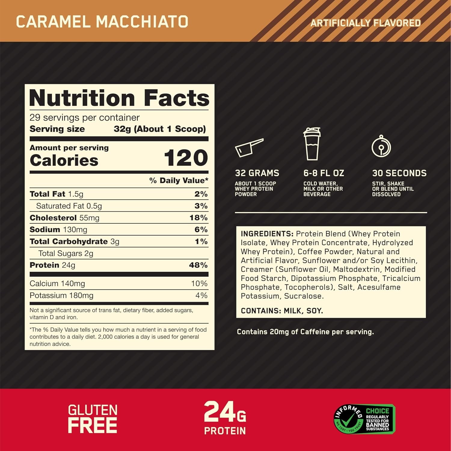 Optimum Nutrition New Flavor Gold Standard 100% Whey Protein Powder, Caramel Macchiato, 2 Pound (Pack of 1) (Packaging May Vary)