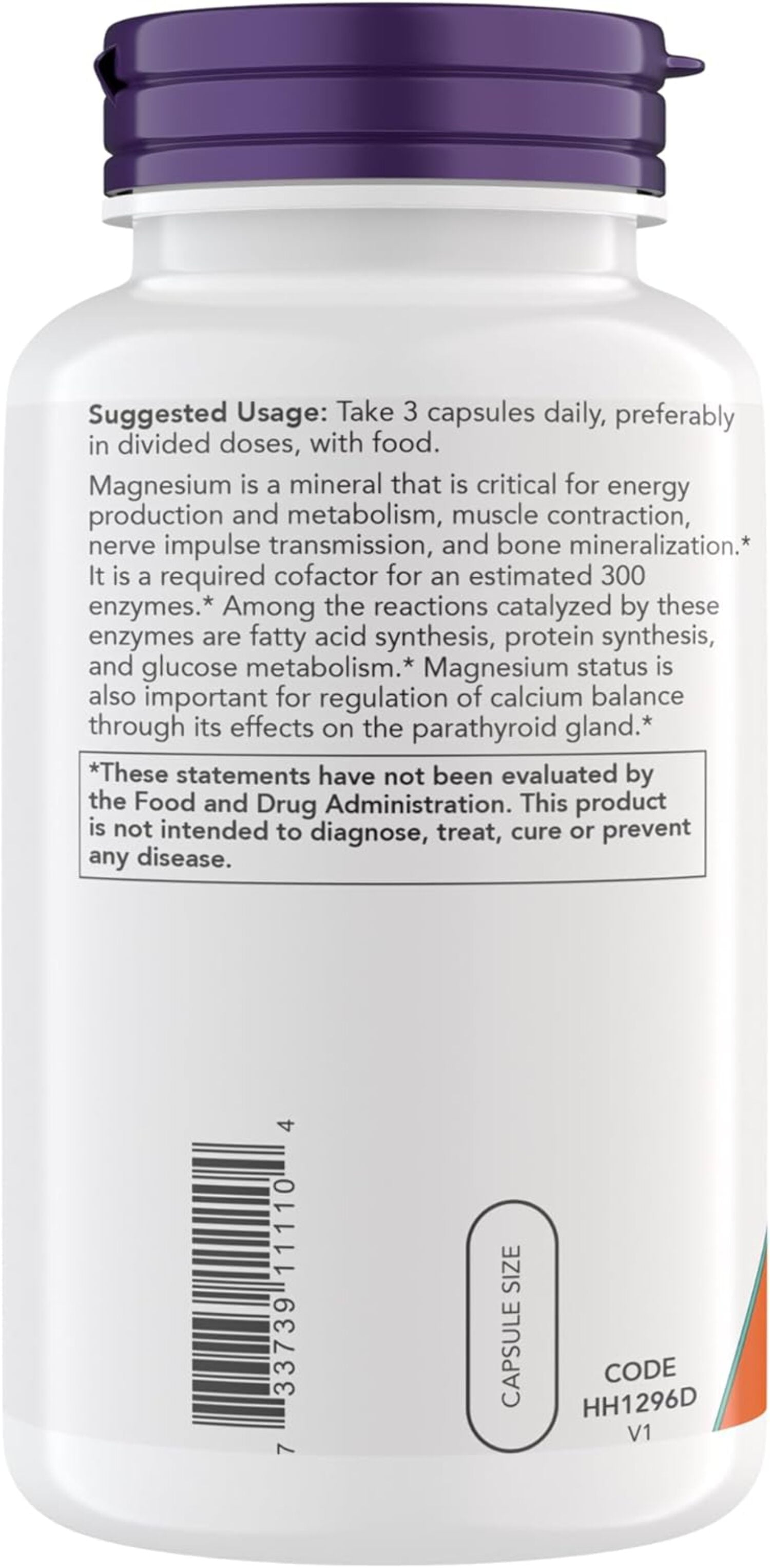 Now Supplements, Magnesium Citrate, Enzyme Function*, Nervous System Support*, Critical for Enzyme Function*, 360 Vegetarian Capsules