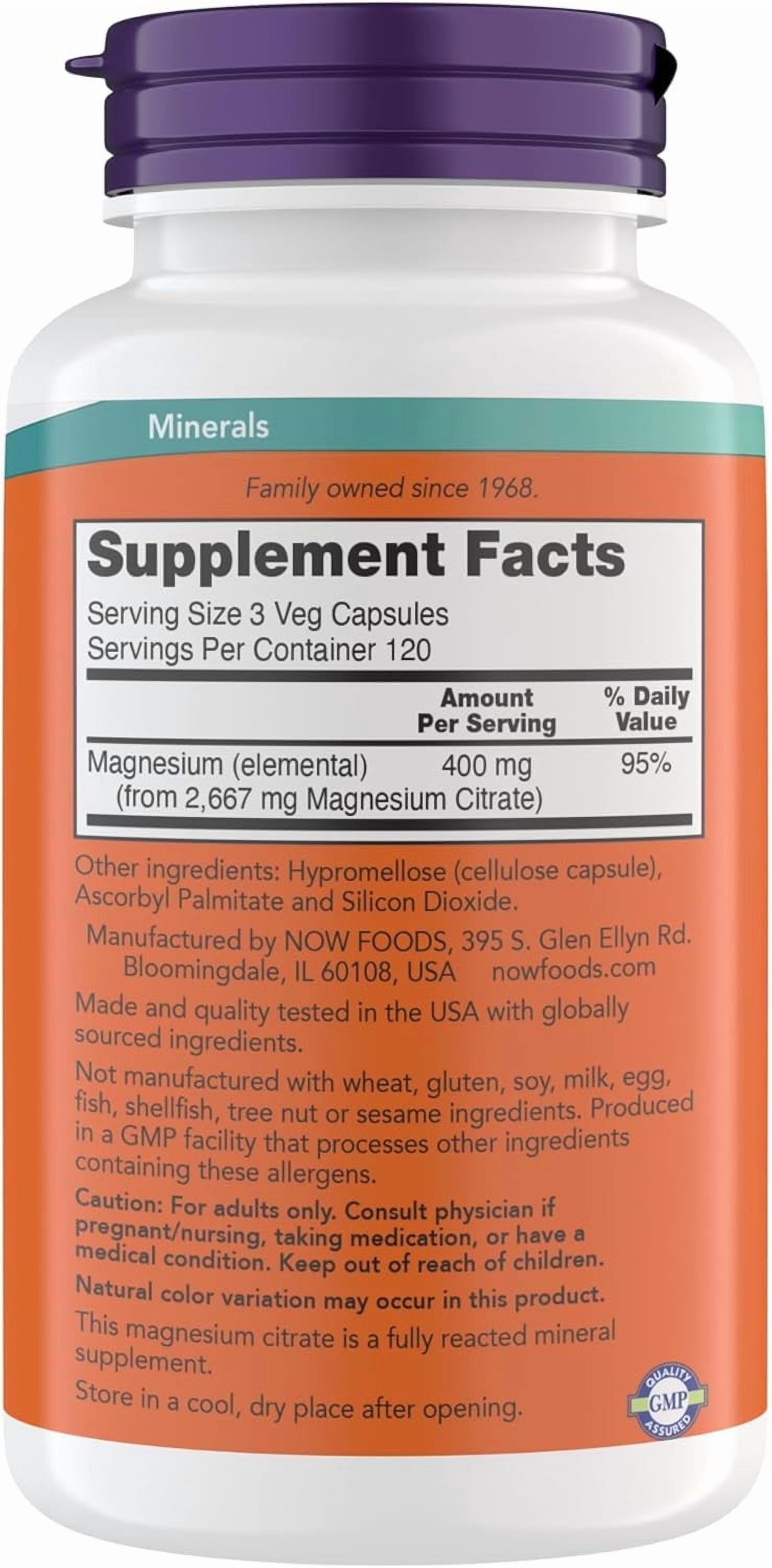Now Supplements, Magnesium Citrate, Enzyme Function*, Nervous System Support*, Critical for Enzyme Function*, 360 Vegetarian Capsules
