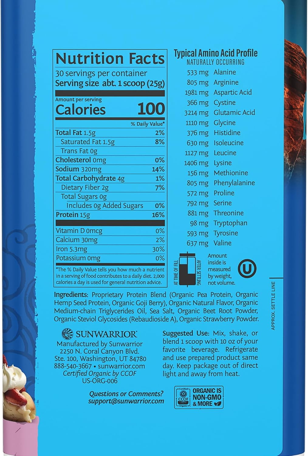 Sunwarrior Warrior Blend Chocolate Vegan Protein Powder 15 Servings