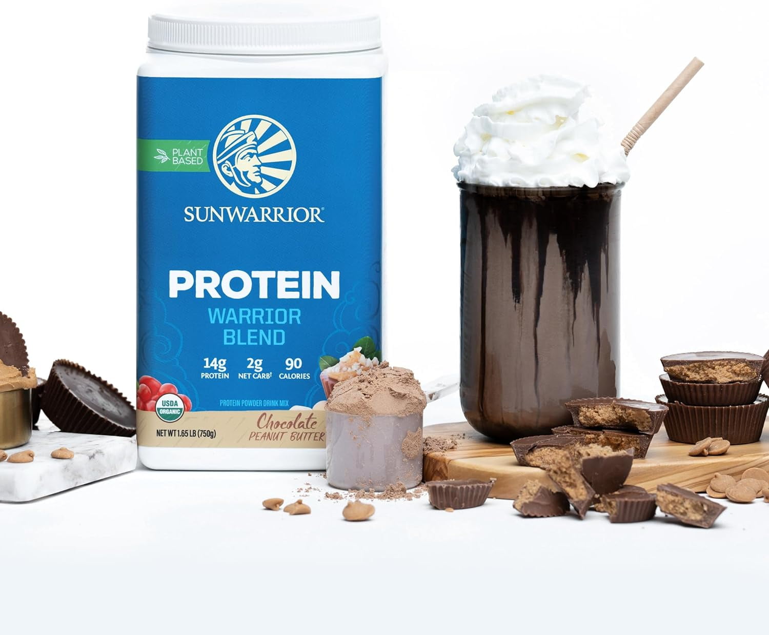 Sunwarrior Warrior Blend Chocolate Vegan Protein Powder 15 Servings