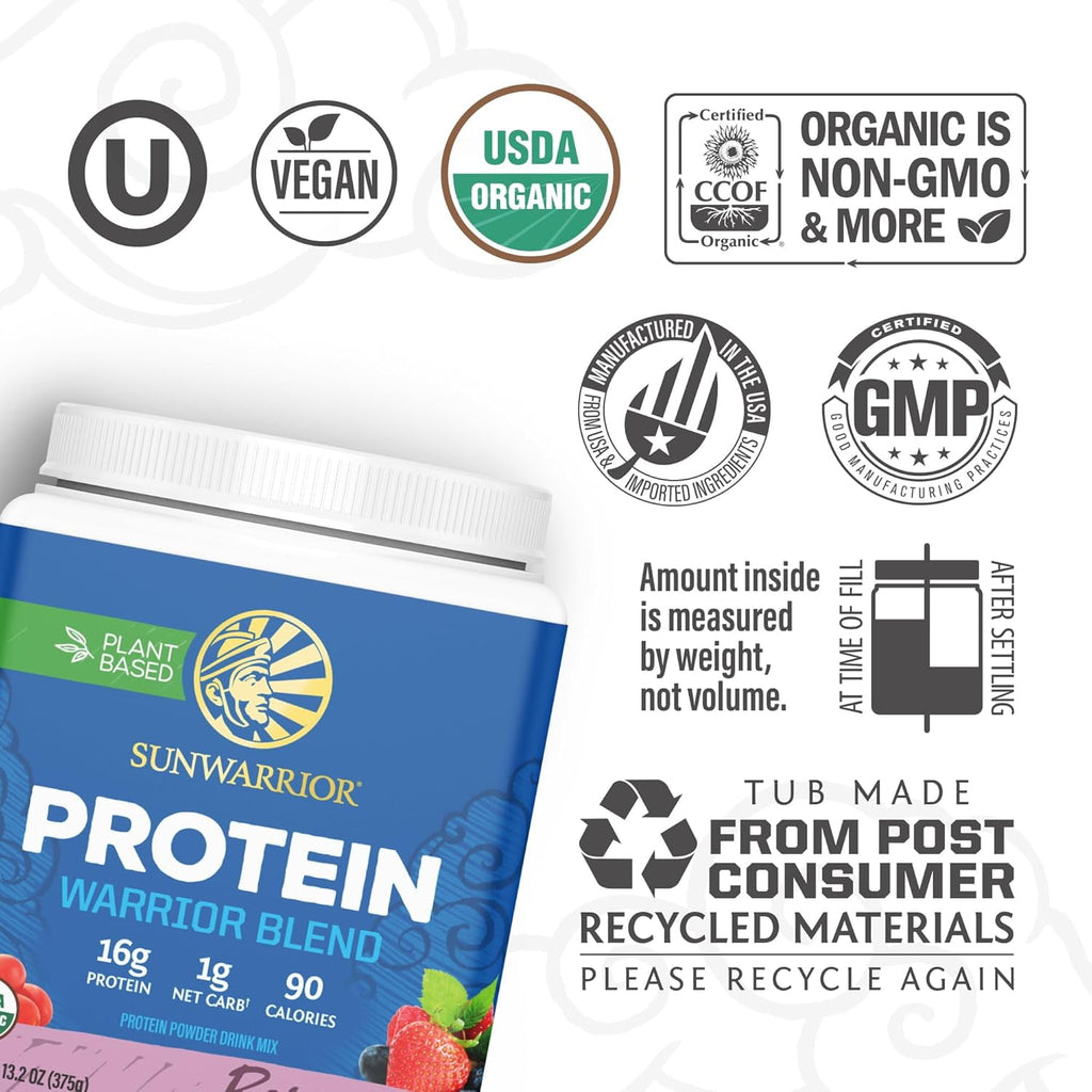 Sunwarrior Warrior Blend Chocolate Vegan Protein Powder 15 Servings