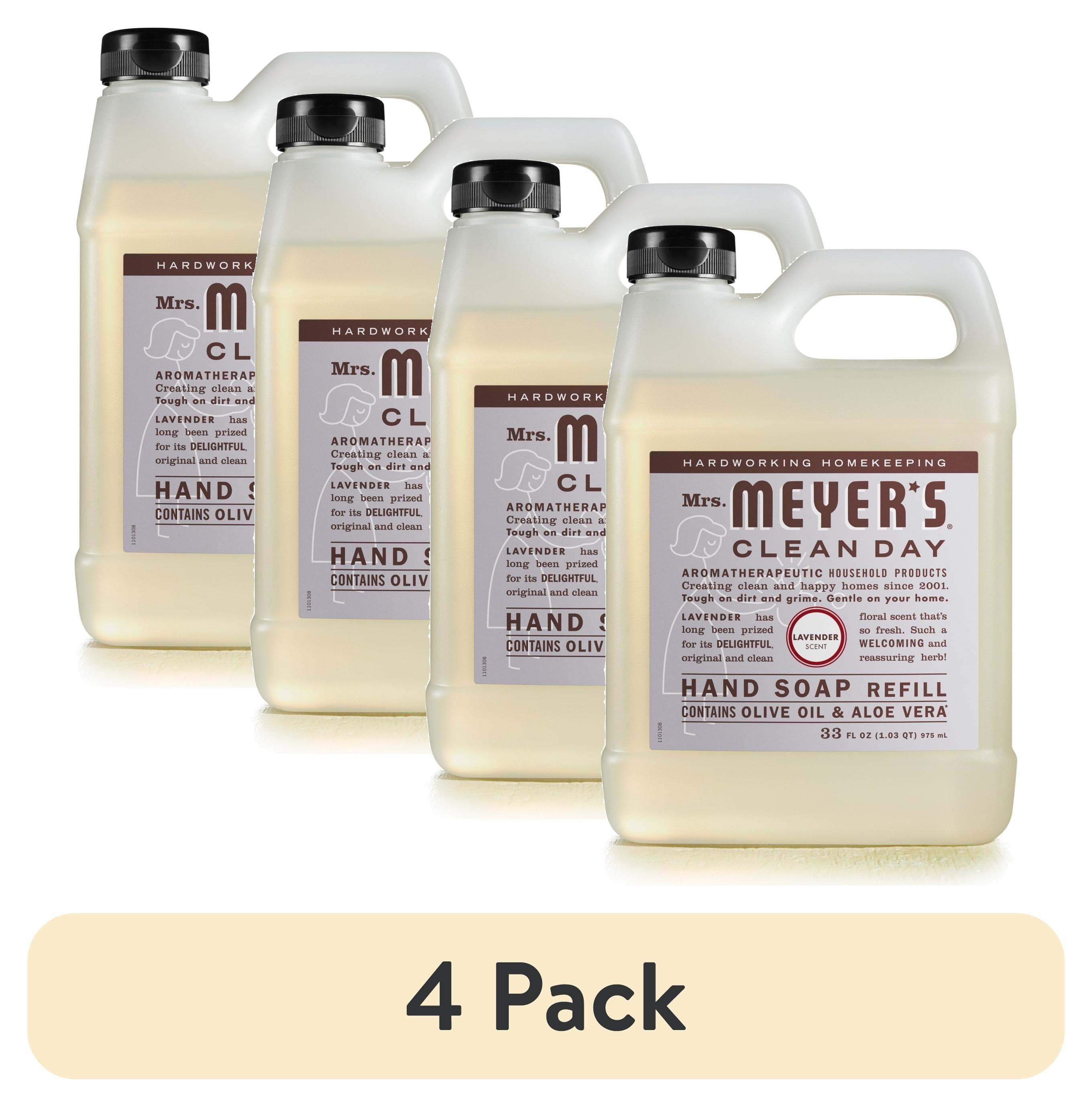(4 pack) Mrs. Meyer's Clean Day Liquid Hand Soap Refill, Lavender Scent, 33 Ounce Bottle