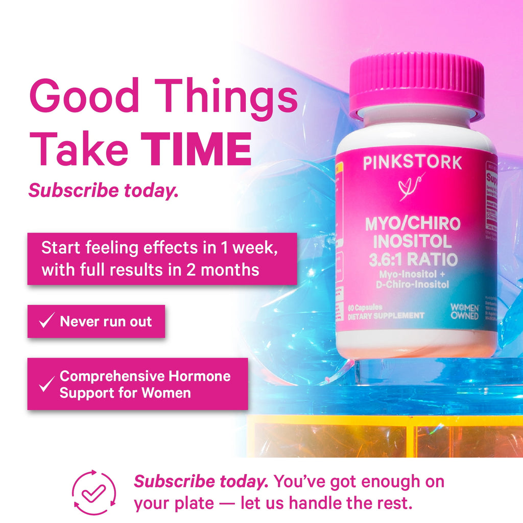 Pink Stork 3.6:1 Myo/Chiro Inositol Blend for Fertility and Hormone Support, 60 Capsules