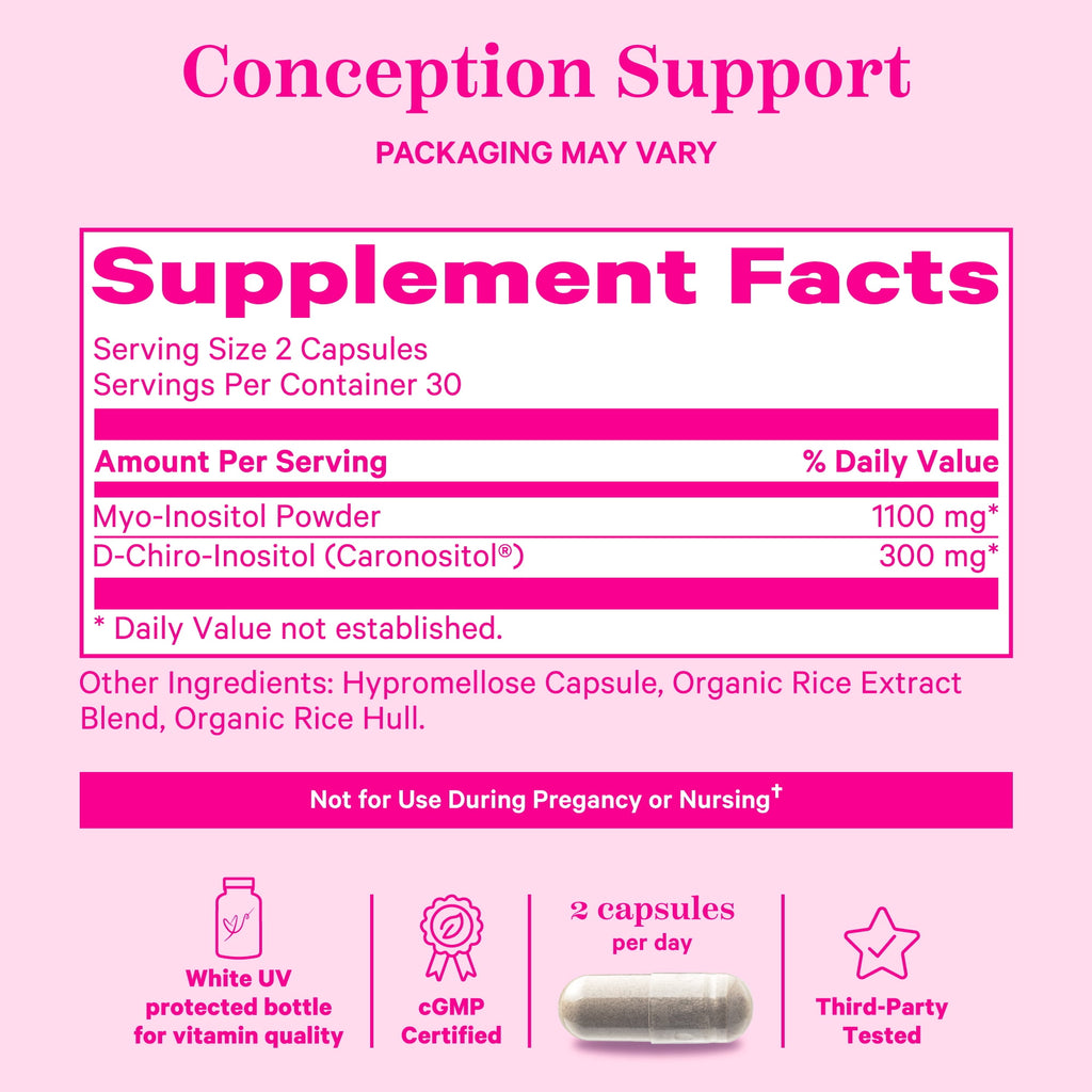Pink Stork 3.6:1 Myo/Chiro Inositol Blend for Fertility and Hormone Support, 60 Capsules