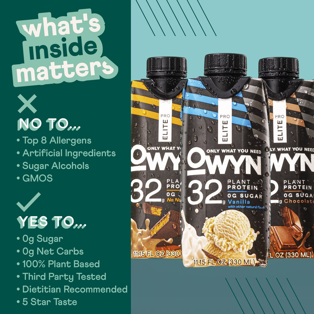 OWYN Pro Elite Plant Based Protein Shake, Nutrition Drink, Chocolate, 32g Protein, 11.15 oz, 12 Pack