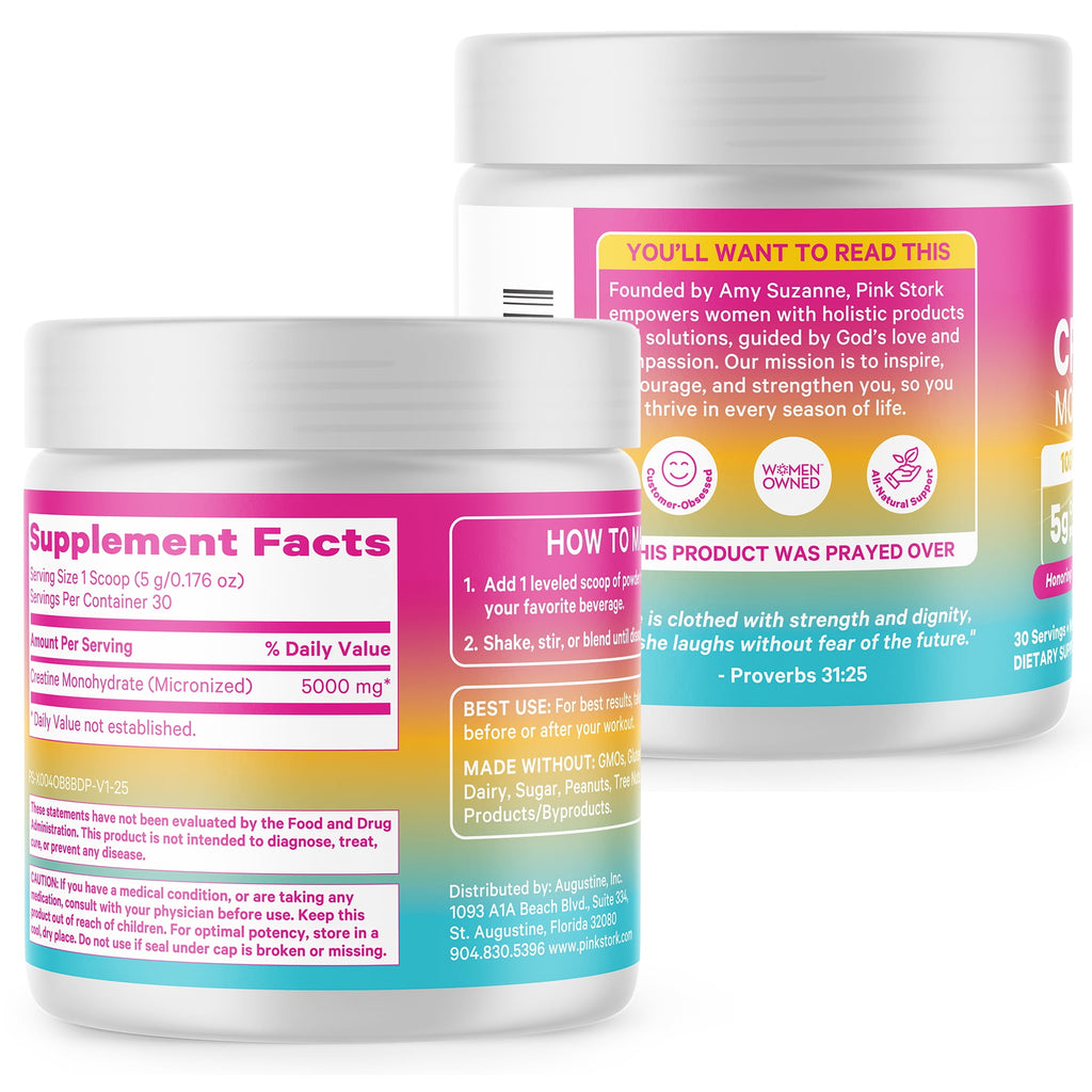 Pink Stork Creatine Monohydrate - 5g Micronized Creatine Powder for Women