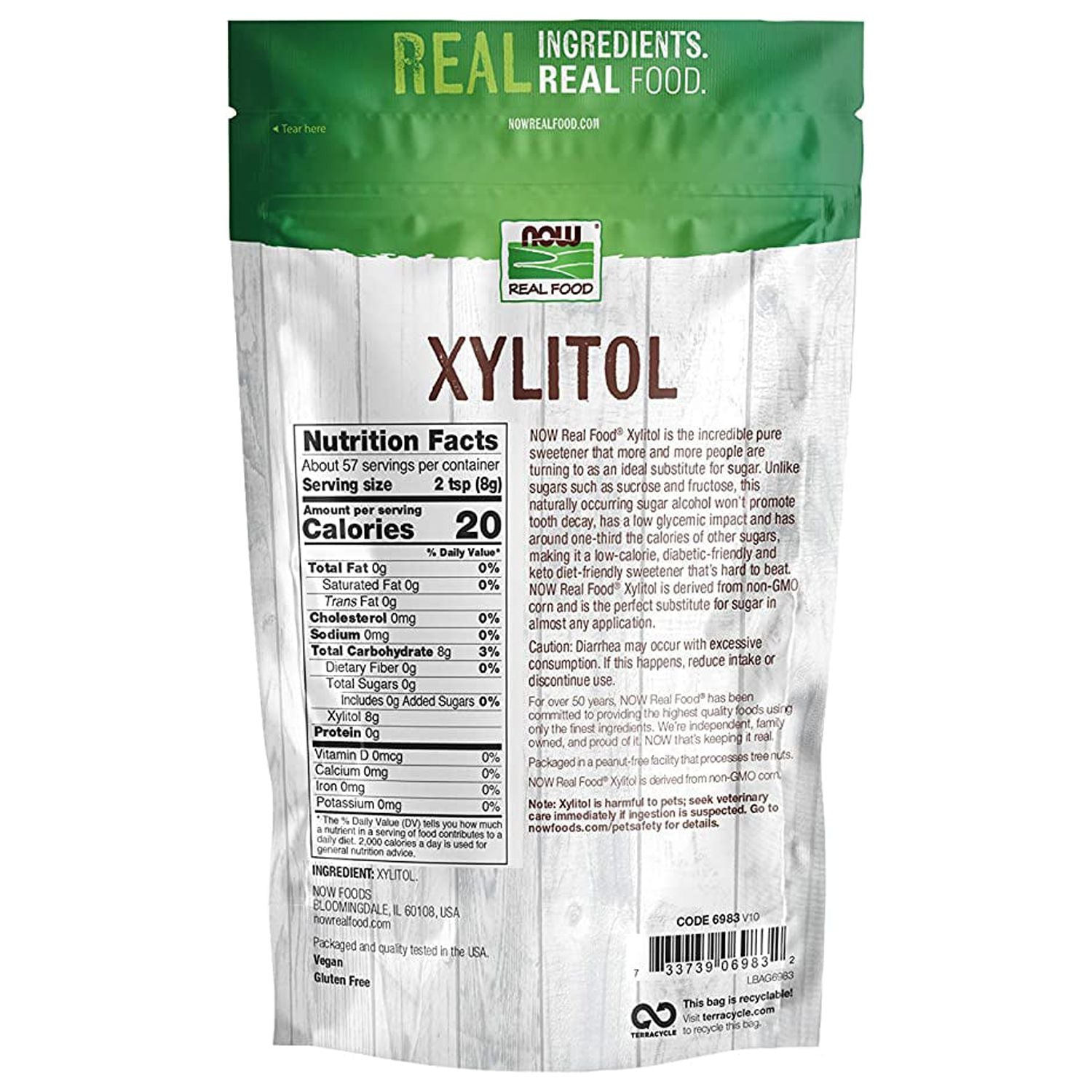 NOW Foods Real Food Xylitol -- 1 lb Pack of 3