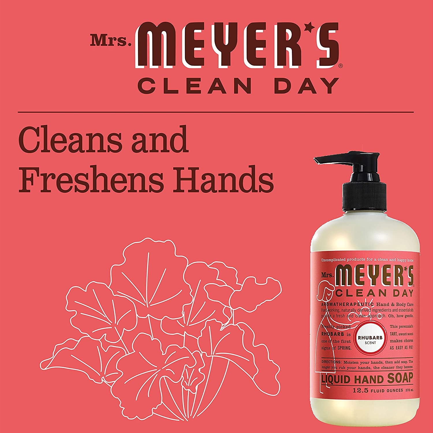 Mrs. Meyer's Rhubarb Liquid Hand Soap, 12.5 oz (6-Pack)