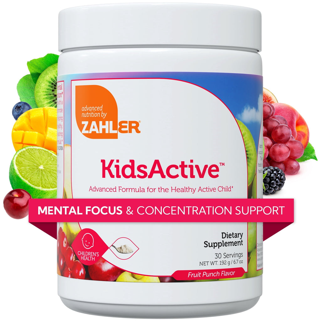 Zahler KidsActive Focus Gummies for Kids, Concentration Formula Powder, Kids Focus Gummies &amp; Focus Supplement, Fruit Punch Flavor, 30 Servings