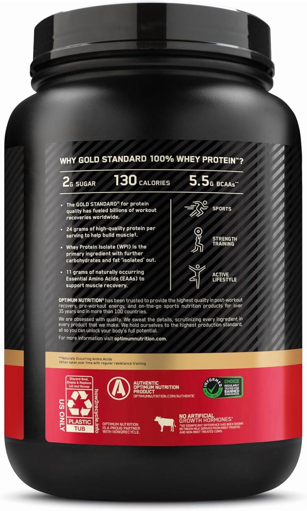Optimum Nutrition Gold Standard 100% Whey Protein Powder, Chocolate Malt, 24g Protein, 2 LB