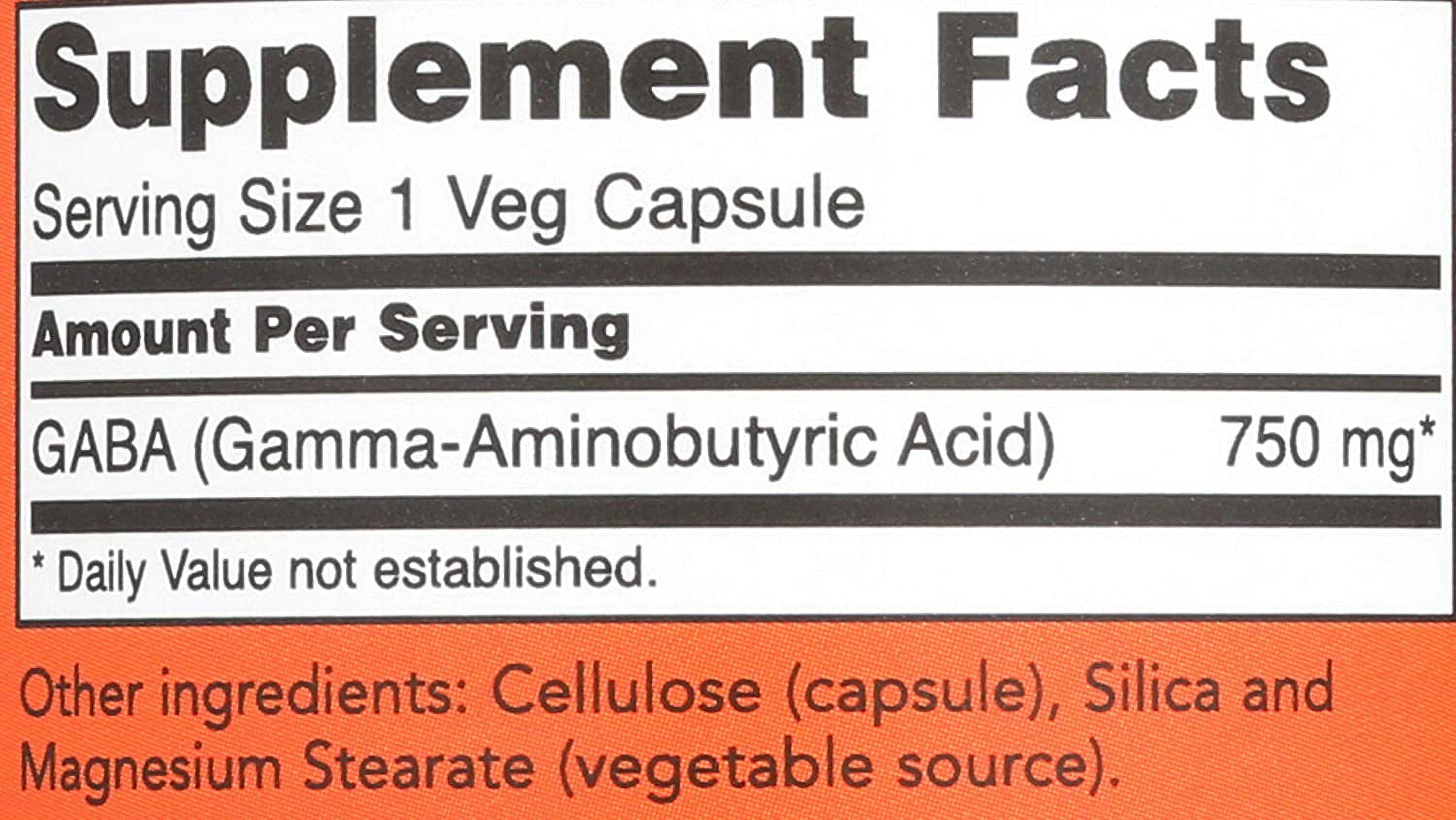 Now Foods, GABA, 750 mg, 100 Vcaps - 5 Packs