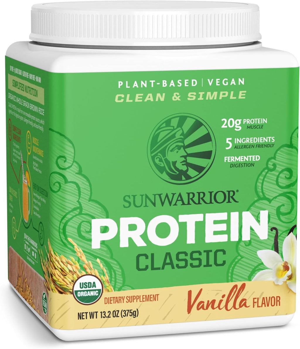 Sunwarrior Classic Protein Vanilla Organic Vegan Protein Powder with BCAA 375g