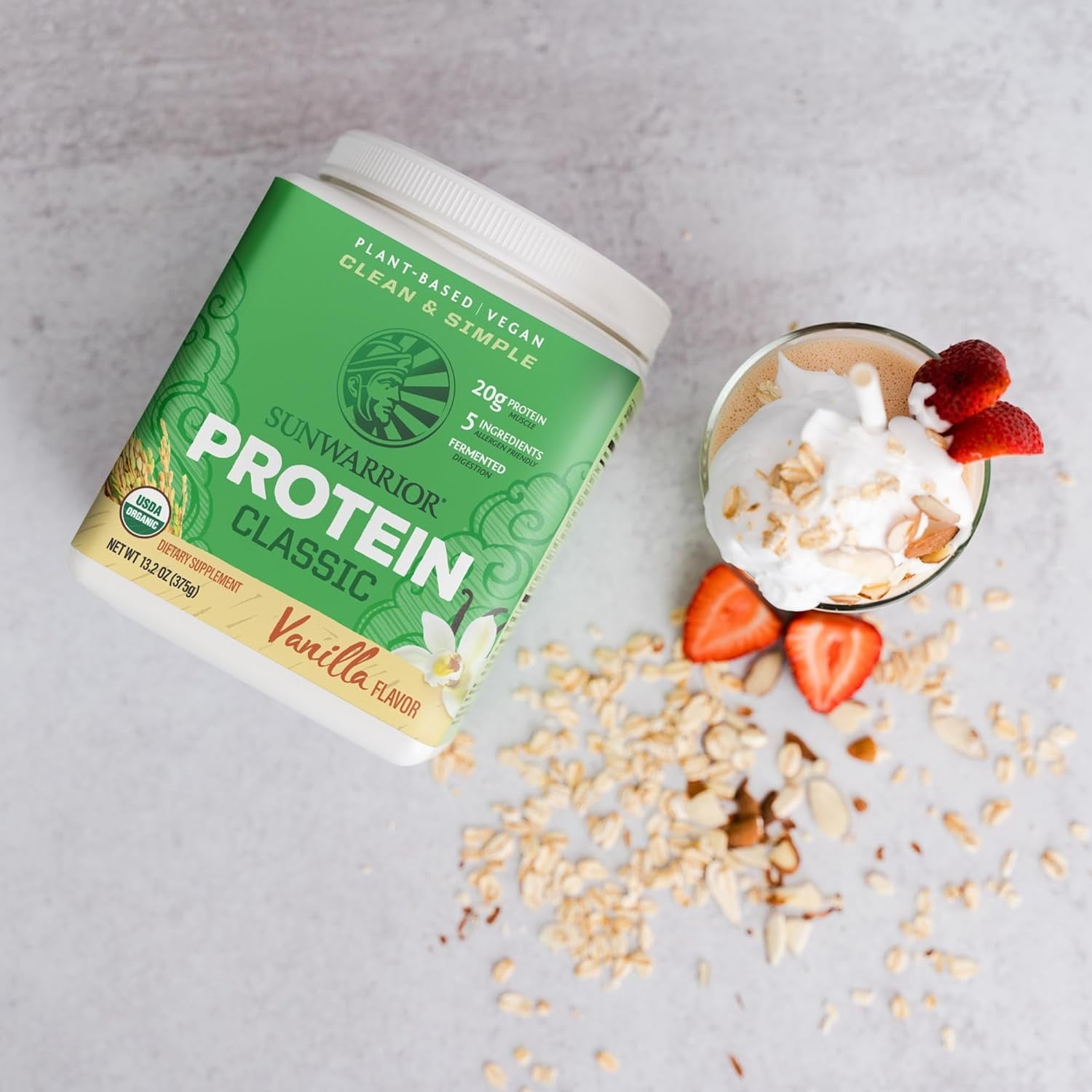 Sunwarrior Classic Protein Vanilla Organic Vegan Protein Powder with BCAA 375g