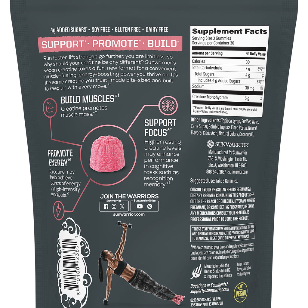 US Active Creatine Gummies (Sour Raspberry) - 90ct pouch (30 srv)