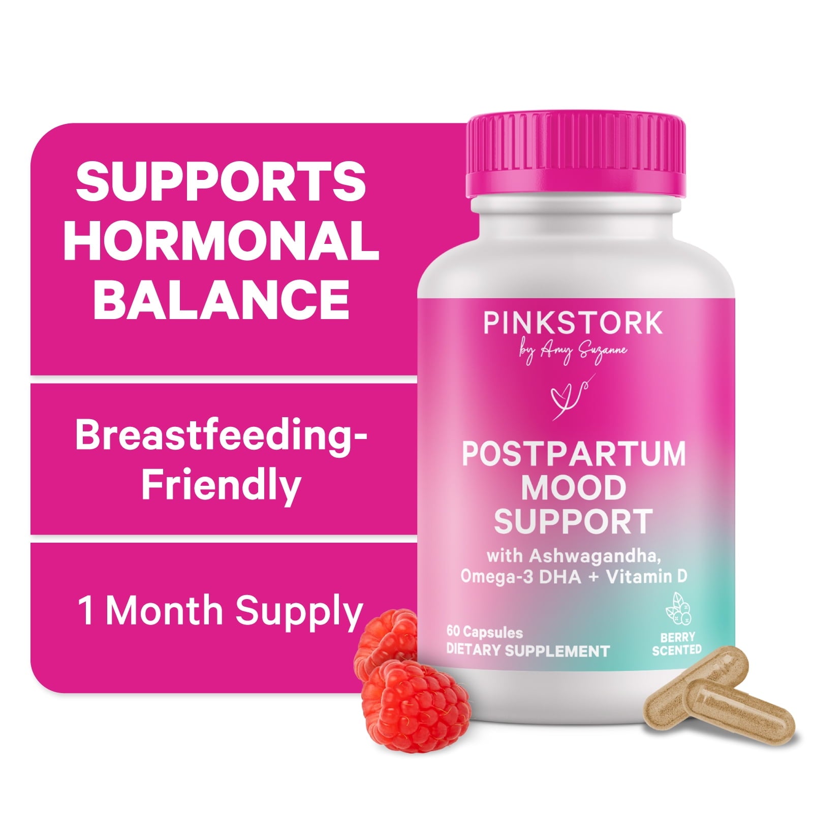 Pink Stork Postpartum Mood Support, Hormone Support, 60 Capsules