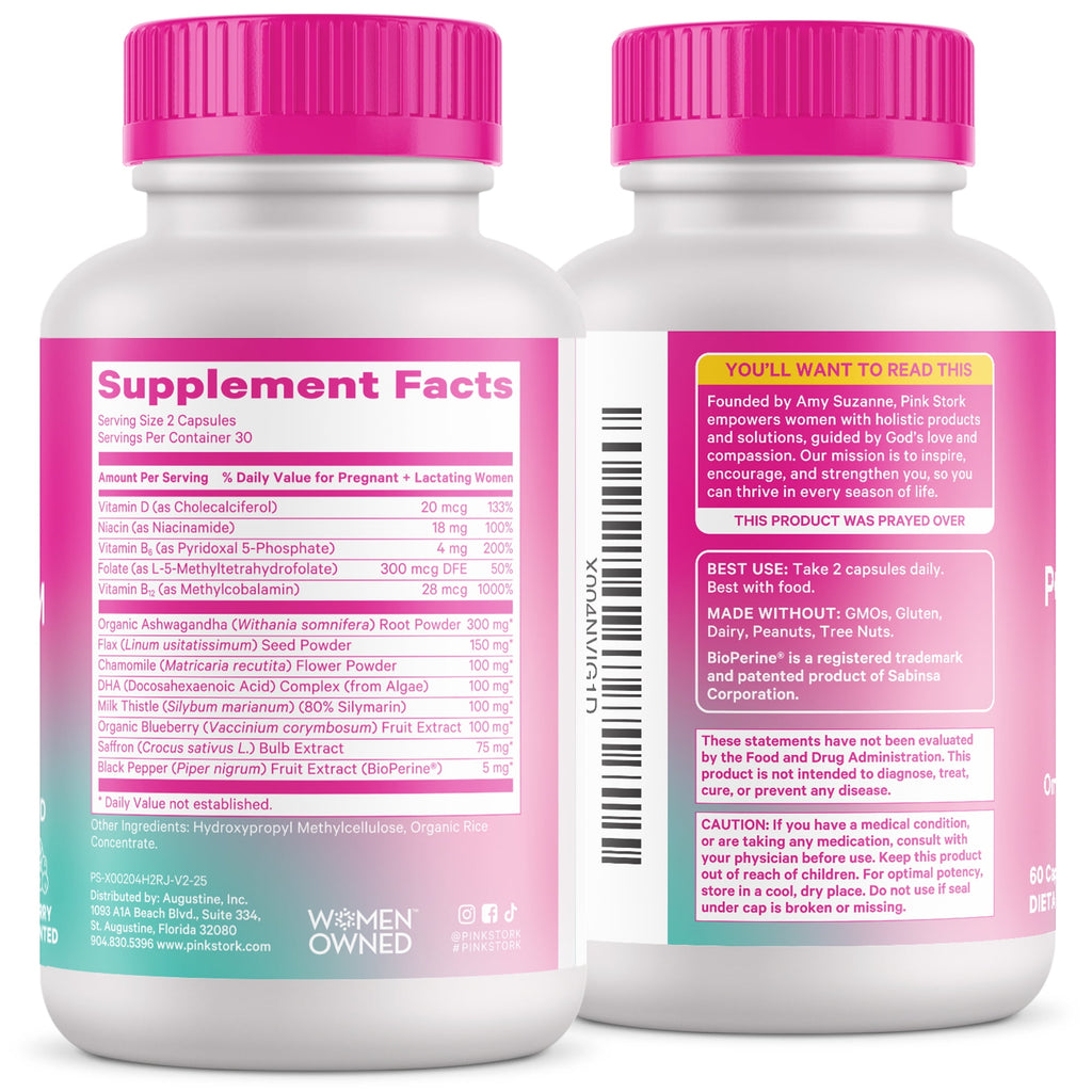 Pink Stork Postpartum Mood Support, Hormone Support, 60 Capsules
