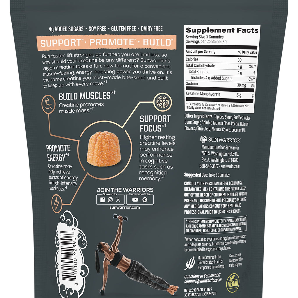 US Active Creatine Gummies (Peach) - 90ct pouch (30 srv)