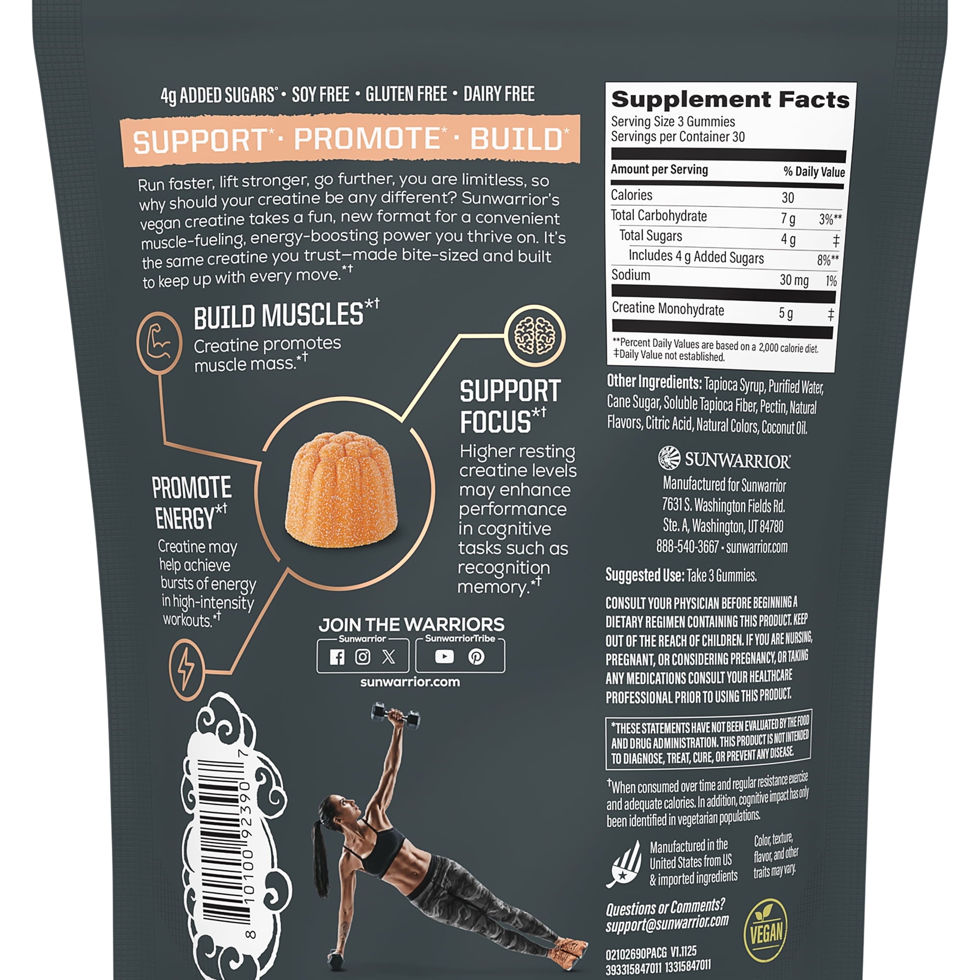 US Active Creatine Gummies (Peach) - 90ct pouch (30 srv)
